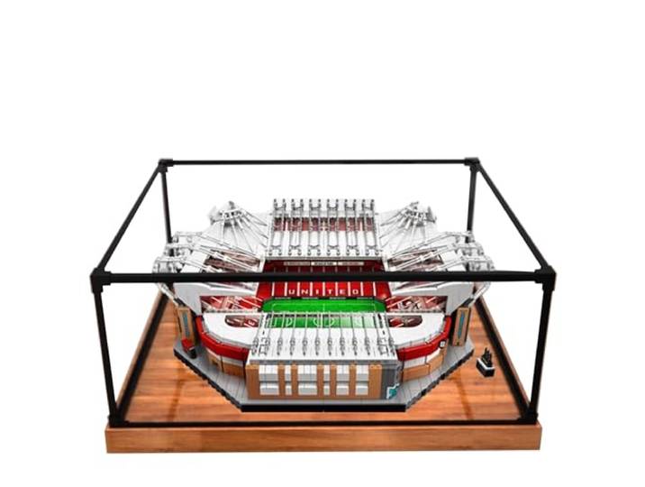 Acryl-Vitrine für Lego 10272 Old Trafford Stadion Bauset, klare Vitrine, staubdichte Vitrine, kompatibel mit Lego 10272 (nur Vitrine) (Holzsockel)
