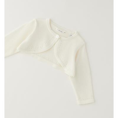 Cardigan MINIBANDA "BABY GIRL KNITWEAR", Mädchen, Gr. 62, sanftes weiß, 100% Baumwolle, Strickjacken