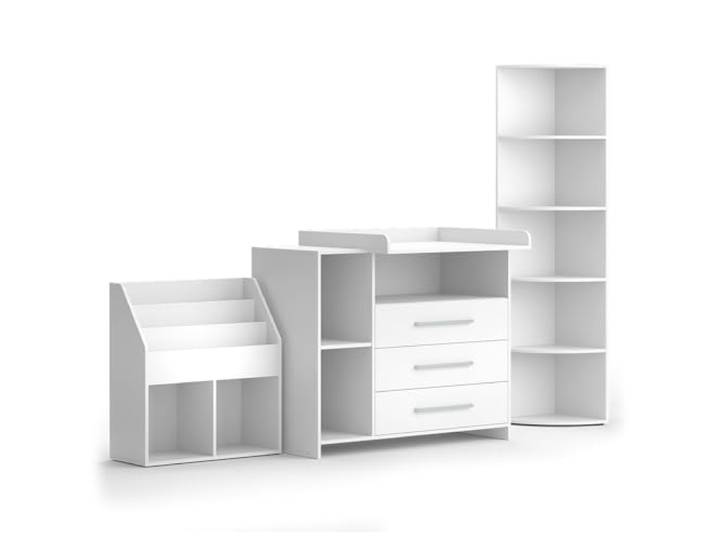 Vicco Kinderzimmer-Set Oskar , Weiß 3 Teile, mit Wickelkommode, Spielzeugregal und Bücherregal, umbaubar zur normalen Kommode nach Entfernen des Wickelaufsatzes