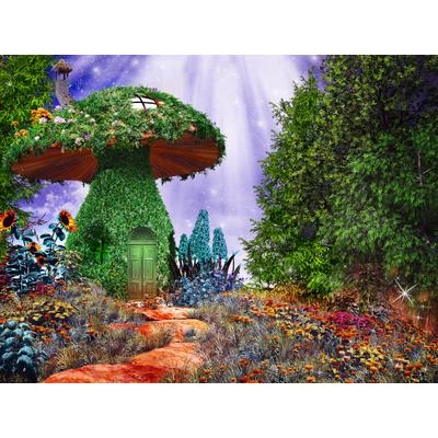 Fototapete PAPERMOON "Pilzhaus", bunt, B:4m L:2,6m, Vlies, Tapeten