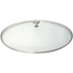 Staub Glasdeckel flach Nickelknauf für Wok, Zubehör Kochgeschirr, Transparent