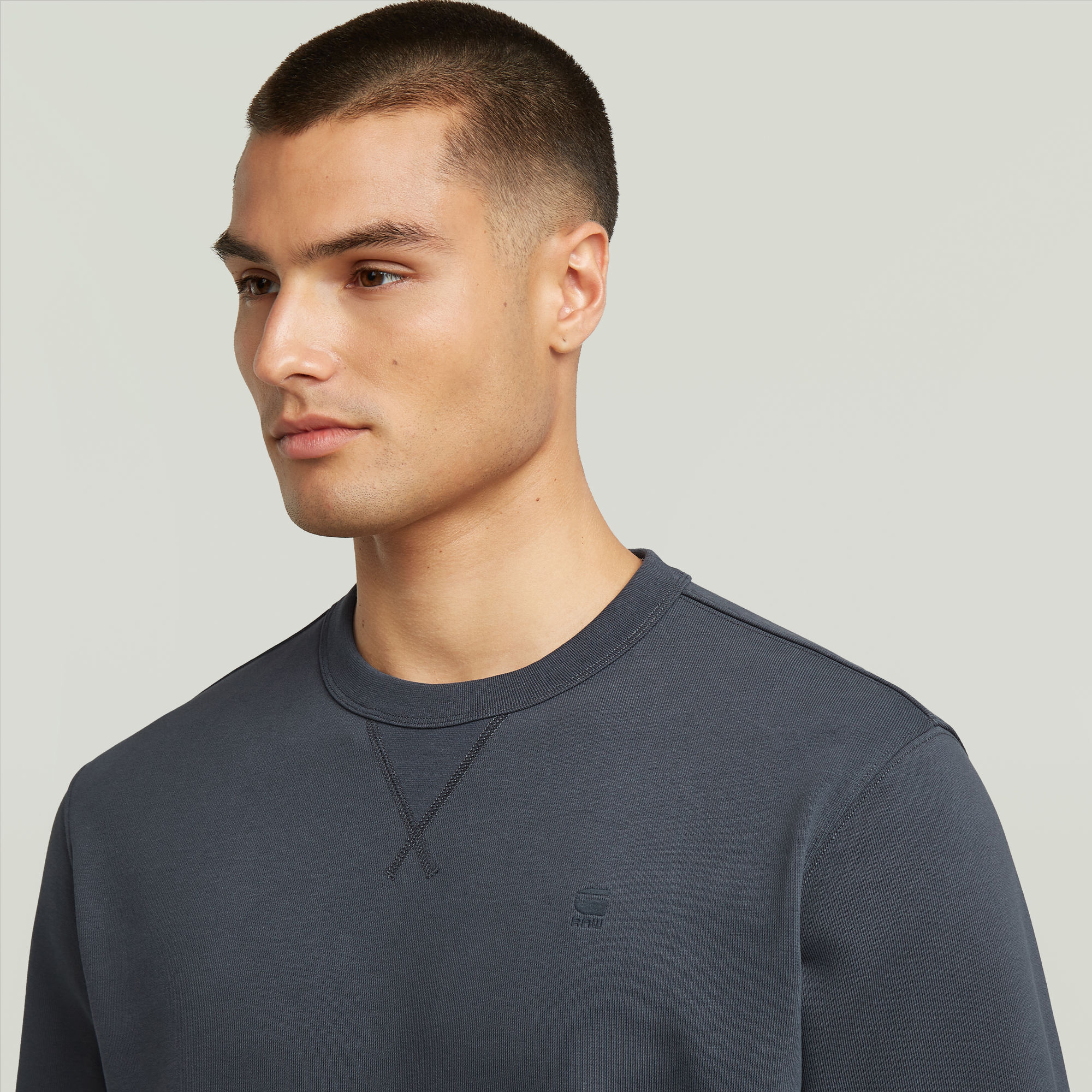 Sweatshirt G-STAR "Nifous", Herren, Gr. S, grau (india ink), Sweatware, Obermaterial: 58% Baumwolle, 42% Polyester, unifarben, regular fit, Rundhals, angesetztes Bündchen, Sweatshirts Sweatshirt, mit halben Ärmelbündchen india ink S
