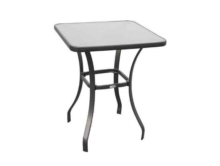 MC Star Gartentisch quadratisch Glastisch wetterfest Schwarz 68,5x68,5cm (für Balkon Terrasse Gartenmöbel)