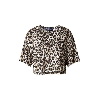 T-Shirt ESTELOU "ESTELOU Cropped Tee LEO", Damen, Gr. XS, braun (leo), 93% Polyester, 7% Elasthan, normal, Rundhals, Shirts T-Shirt