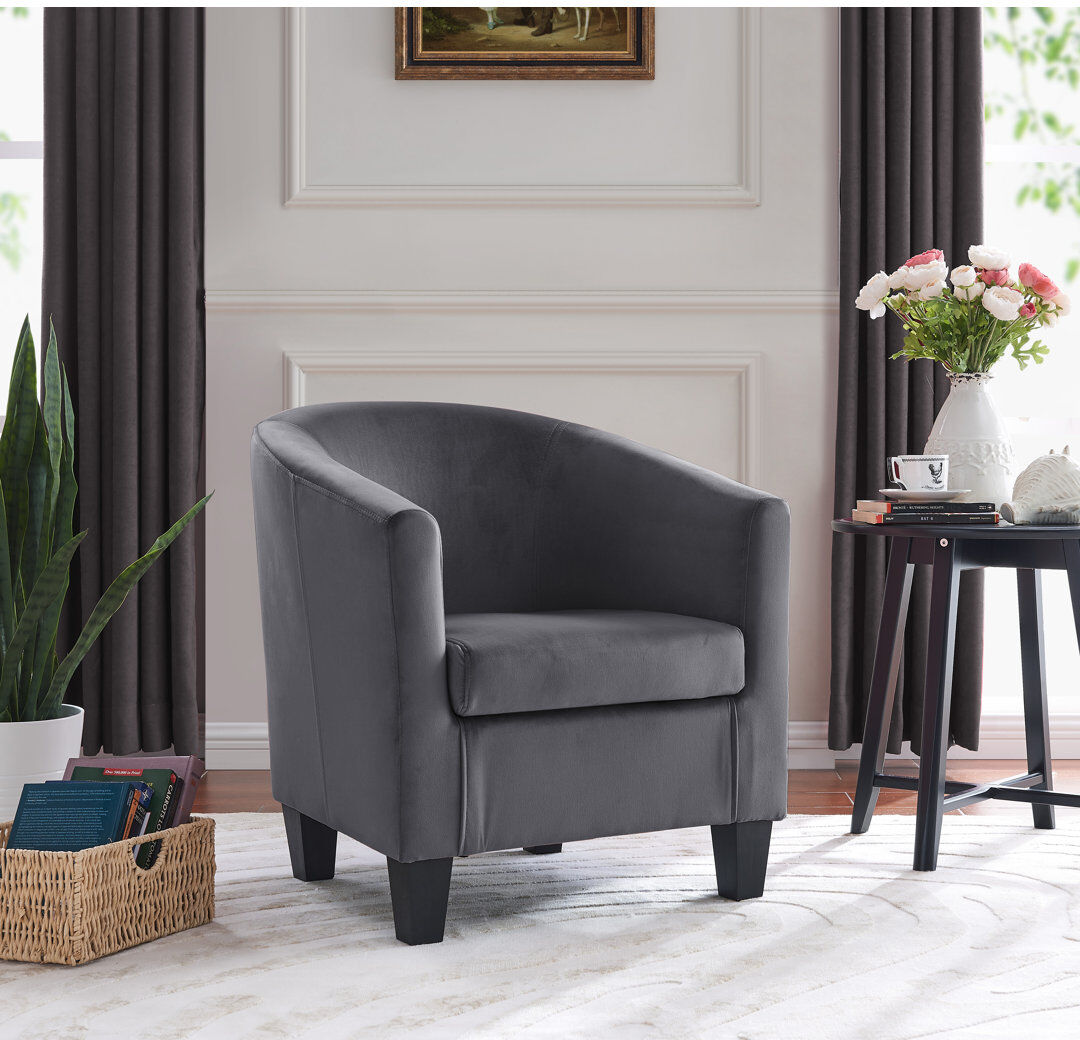 Fairmont Park Alamdaar Bucket Chair Grey Velvet 69cm H X 66cm W X 64cm D