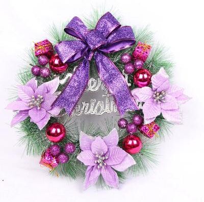 Youfap Market Pink Artificial Christmas Pine Wreath Pendant For Home, Party And Window Decoration purple