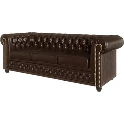 CHESTERFIELD-SOFA 3-sitzer mit Schlaffunktion Morin Braun vegan Leder
