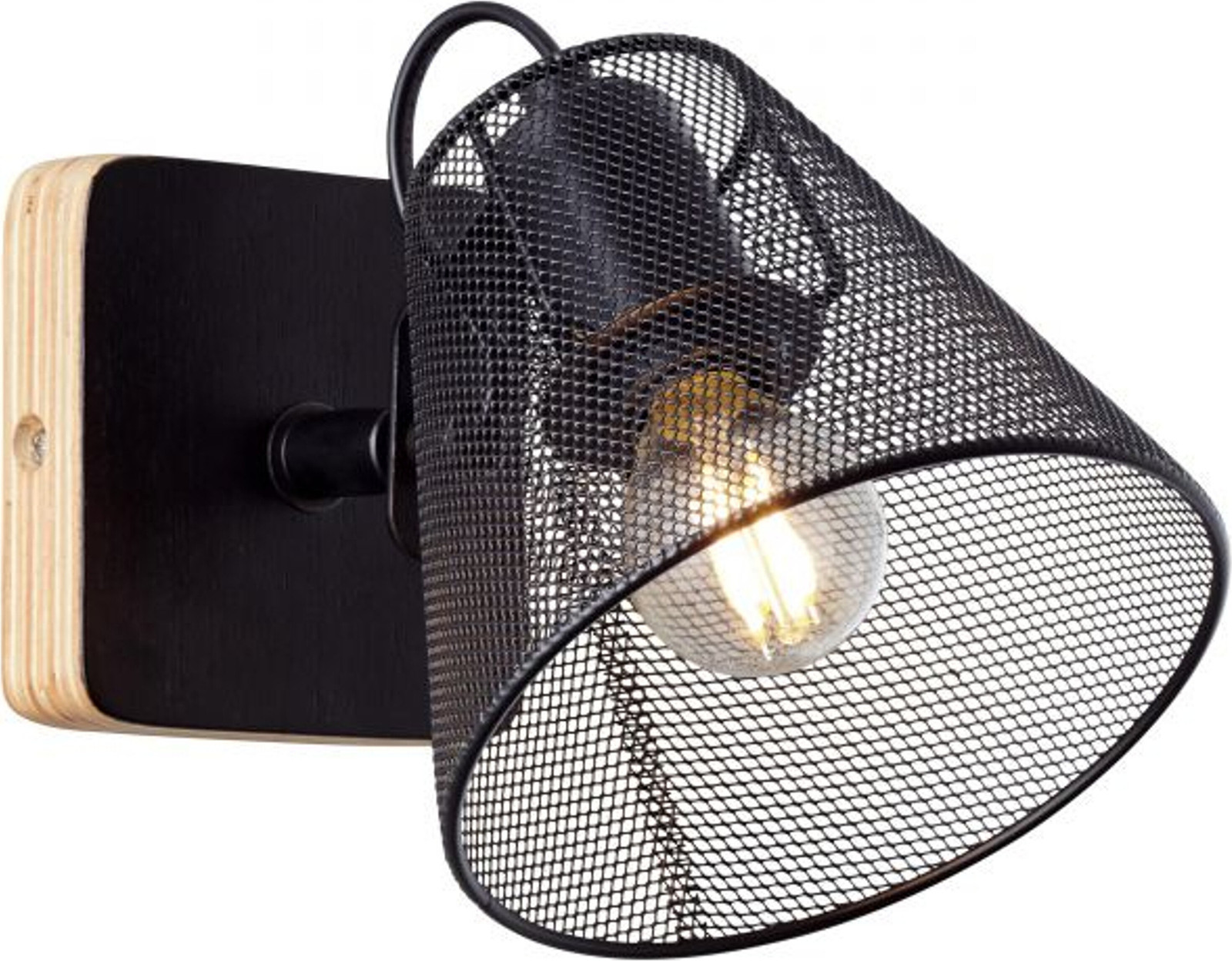 Brilliant WHOLE zwarte wandlamp met verstelbare kop, E14, max. 40W, Metaal/Hout