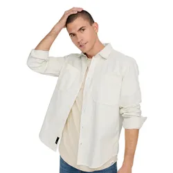 Only & Sons Herren Freizeit Hemd ONSALP 2PKT WASHD CORD - Relaxed Fit - 22024716 Falcon - L