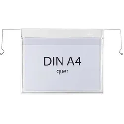 Transpak, Mappe, Drahtbügeltasche Masse 230x302mm A4 Stärke 180μ quer m.Klappe PVC-Weichfolie transparent (A4)