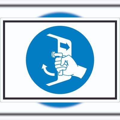 HB-Druck Öffnungen schließen und sichern beim Aussetzvorgang Symbol Aufkleber A7 (74x105mm)