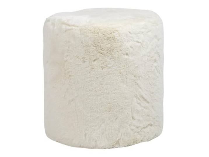 INNA-Glas Deko Hocker Teddy Stoff Mille, glatt, weiß, 45cm, Ø40cm Deko Hocker - Sitzhocker