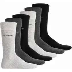 GANT Herren Socken, 6er Pack - Soft Cotton Socks, Strümpfe, einfarbig Schwarz/Grautöne / 43-45
