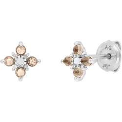 LEAF - OHRSTECKER BLOOM - Rauchquarz & Mondstein - silber