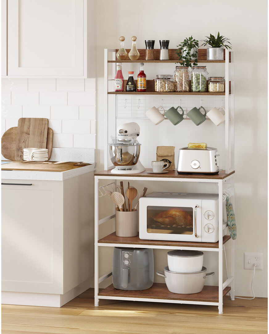 Borough Wharf Alcime 80cm W Stainless Steel Standard with Microwave Compatibility Brown/White 170cm H X 80cm W X 40cm D