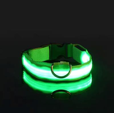 Uplift Curations Nylon Luminous Dog Leash And Glow In The Dark Dog Collar LED Safety Pet Leash For Night Walking green l