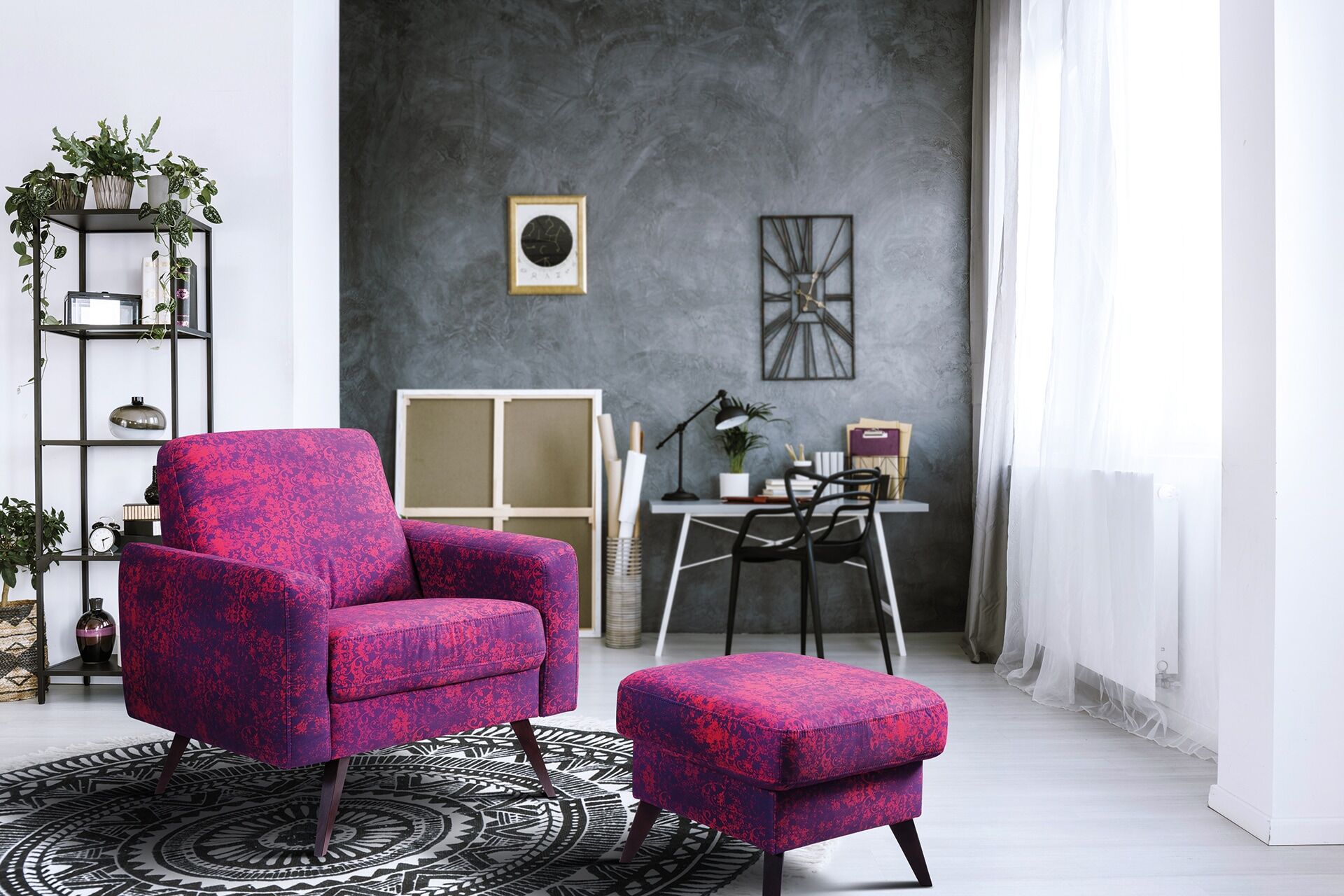 Hocker EXXPO - SOFA FASHION "Side, extravaganter Bezug, bequem und komfortabel", rot (wine), B:57cm H:47cm T:57cm, Hocker, Hocker wine B/H/T: 57cm x 47cm x 57cm, Microvelours