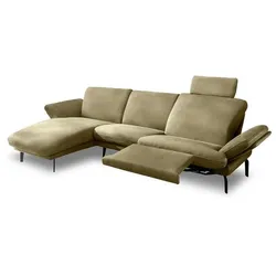 Segmüller Werkstätten Sofa inkl. Longchair Vienna Leder Grün