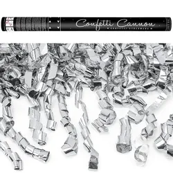 4x Konfetti Kanone mit Luftschlangen silber 60 cm