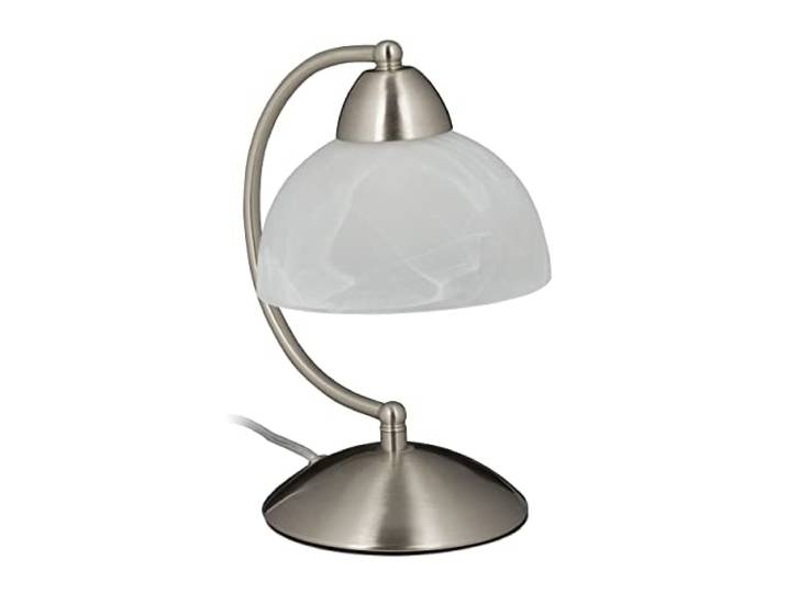 Relaxdays Tischlampe Touch, Retro Design, E14-Fassung, silber