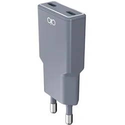 Force Power Ladegerät 2×USB-C 30W GaN Schnell (30 W, 2 Ports), USB Ladegerät, Grau