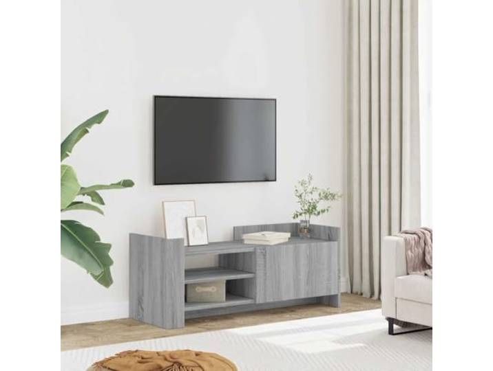 HEFZGDB TV-Schrank Grau Sonoma 100x35x40 cm Holzwerkstoff mit praktischer Tür und reichlich Stauraum für Multimedia-Geräte, pflegeleicht und langlebig, Zwei Montagemöglichkeiten.