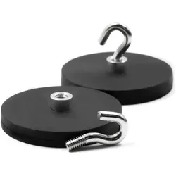 5x Supermagnete, Magnet, Magnetsystem gummiert mit Haken (1x)