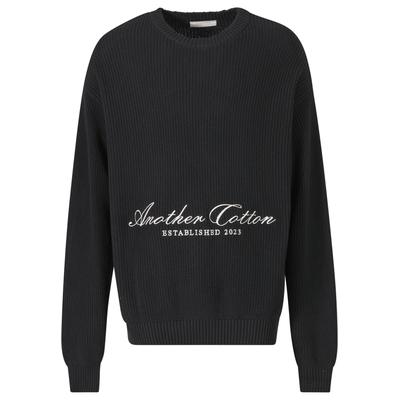 Rundhalspullover ANOTHER COTTON LAB "Another Cotton Lab Established Knit Sweater", Herren, Gr. XS, schwarz, 100% Baumwolle, loose fit, Rundhals, Pullover Rundhalspullover