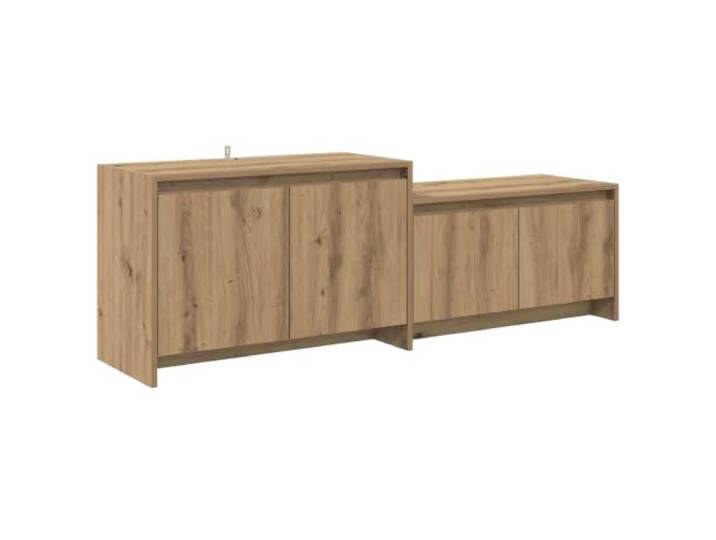KGFHERENB TV-Lowboard 147x35x50 cm TV-Schrank Artisan-Eiche Modernes Medienmöbel fürs Wohnzimmer mit zwei Fächern und offener Bodenfreiheit für Deko und Zuspieler.