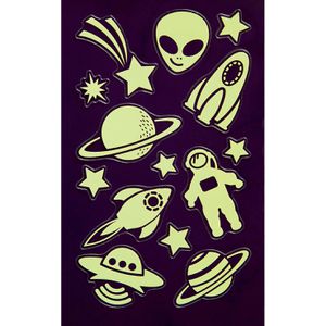 bsb Sticker Leuchtsticker, 85-627, Weltraum, gelb, Leuchteffekt, 14 Aufkleber, 14 Stück