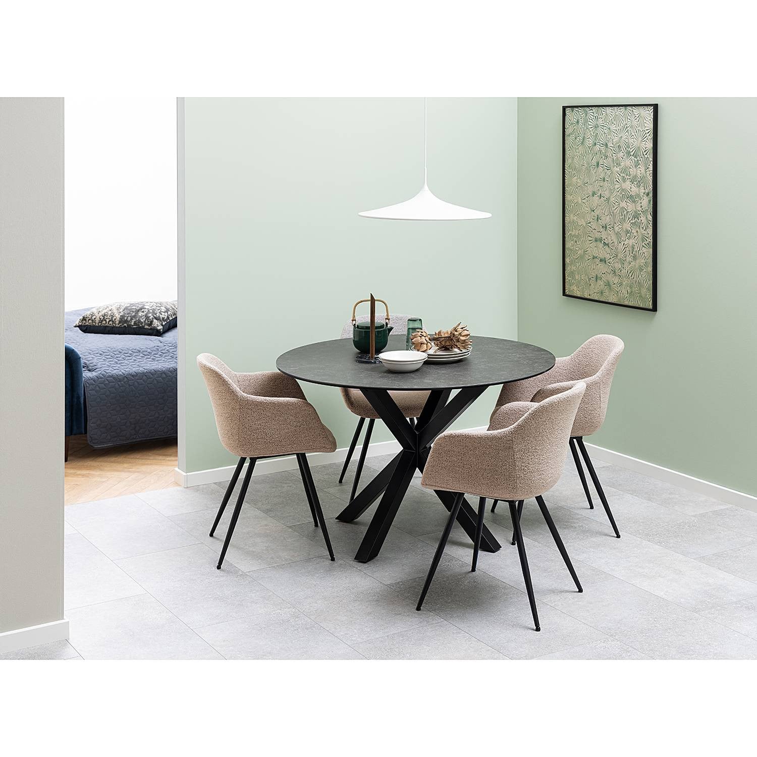 Sohome Ronde Eettafel Parker Keramiek Zwart Ø 119 cm