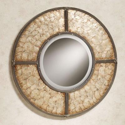 Touch of Class Capiz Shell Wall Mirror Gold , Gold