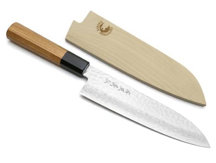 Yoshihiro Besteck NSW, Damaskus Santoku Messer, 17,8 cm