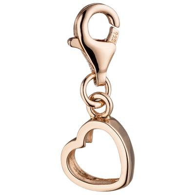 Charm Herz JOBO "Herz", rosa (roségoldfarben), Charms, Damen, Silber 925 (Sterlingsilber), 925 Silber roségold vergoldet