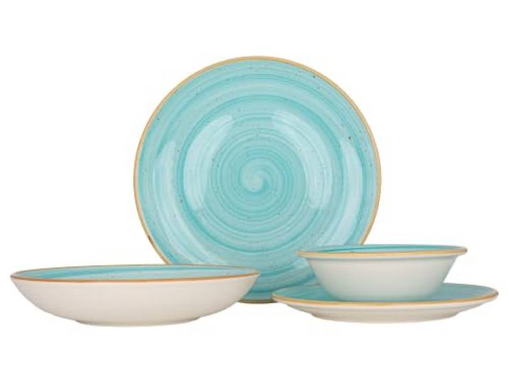 Bonna Geschirrset (Medium) - Aqua - 24 teilig - 6 Personen - Porzellan