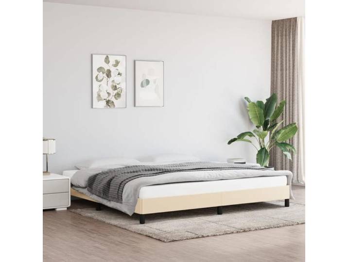 Cadre de lit sans matelas crème 200x200 cm tissu 346749