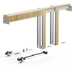 VEVOR Taschenrahmen-Set 914,4 mm Schiebetürbeschlag Stahlummantelte Bolzen, für Haustüren, Zwei-Wege-Soft-Close-Mechanismus, Leichtgängiges Gleiten, Platzsparend, Verdeckte Montage, Verstellbare Breite