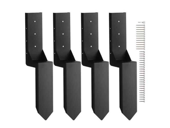 VEVOR Kit de réparation de poteau de clôture\, 4 pcs\, support de poteau en acier robuste\, intérieur 89 x 89 mm\, piquet d'ancrage au sol pour réparation de poteau de clôture en bois incliné ou cassé