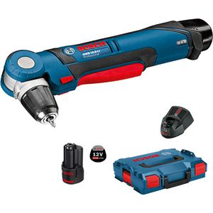 Bosch Winkelbohrmaschine GWB 12V-10, Akku, 12V /2Ah, 2 Akkus, Koffer & Schnellspannbohrfutter