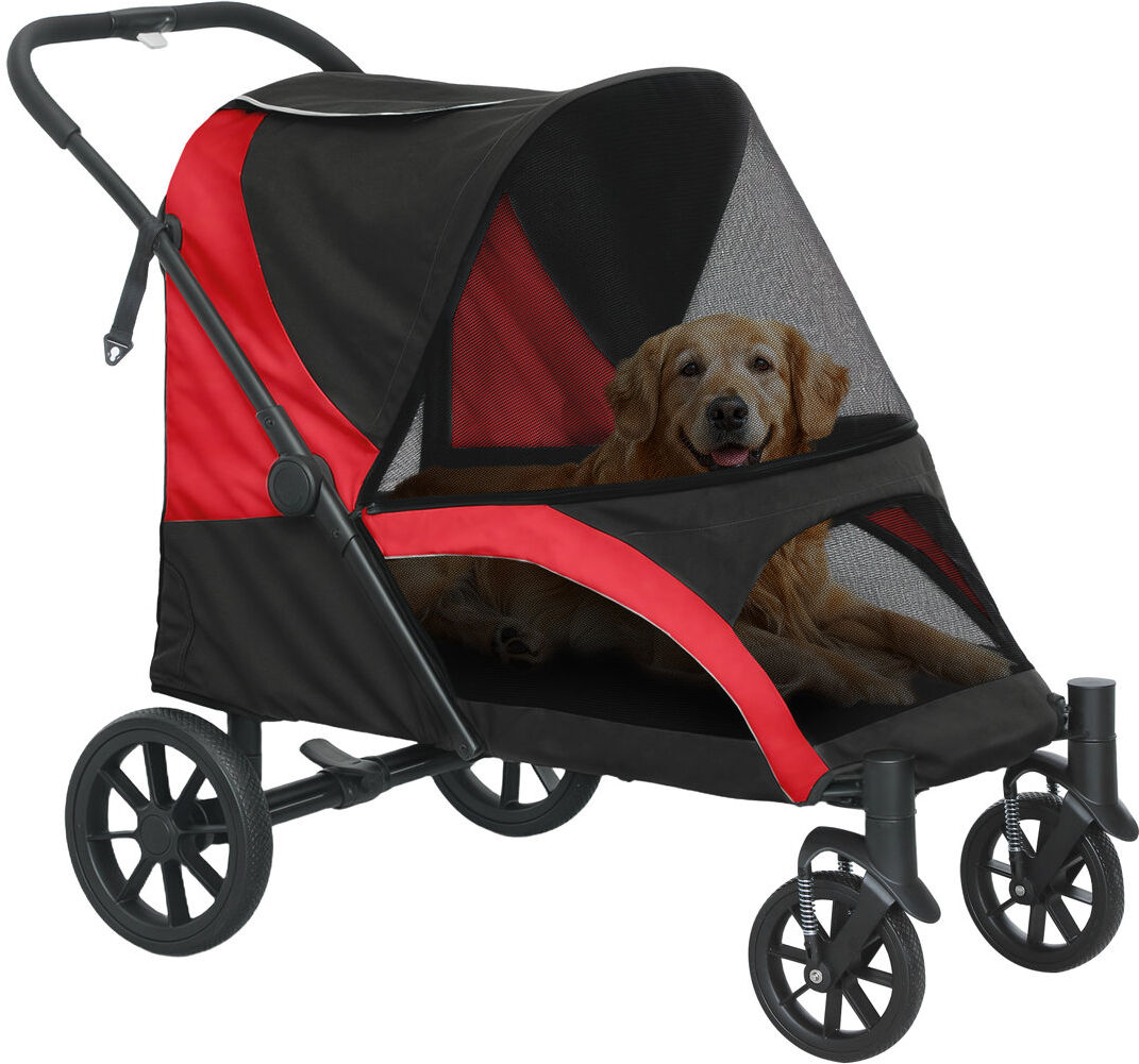 PawHut Foldable Pet Stroller with 4 Big Wheels for Medium Dogs Black 254cm H X 314.96cm W X 170.18cm D