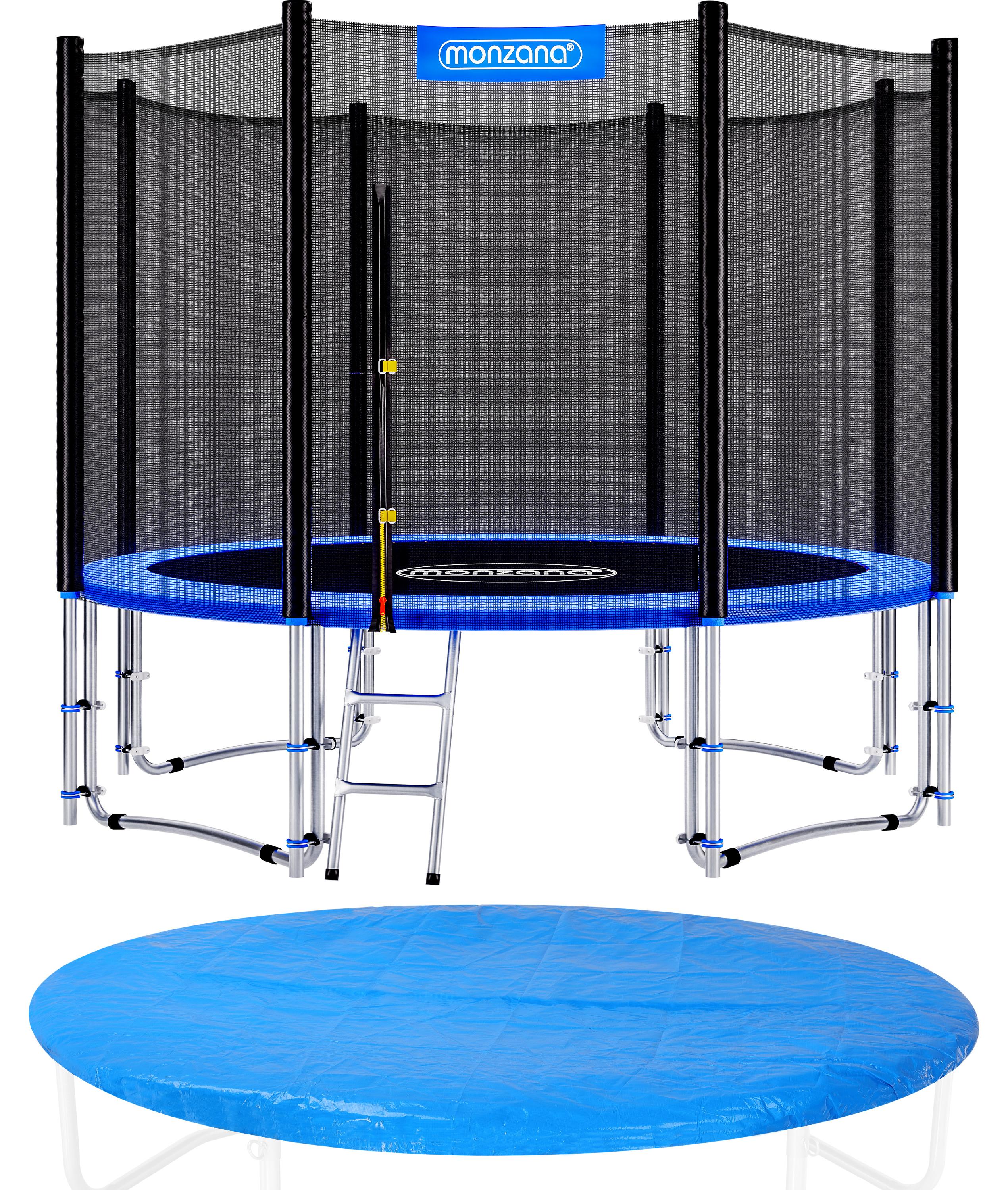 MONZANA Trampolin Ø 366 cm SÜD GS Zertifiziert Komplettset inkl. Sicherheitsnetz, Leiter, Randabdeckung & Wetterplane Kindertrampolin Gartentrampolin