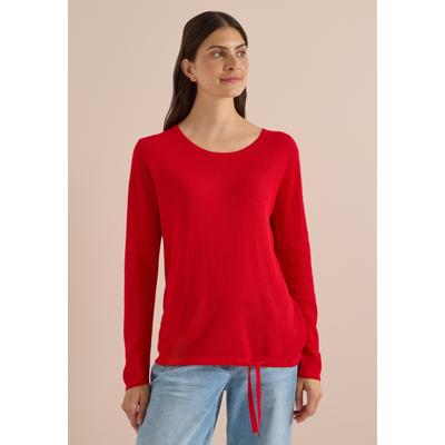 Rundhalspullover CECIL, Damen, Gr. S (38), rot (flame rot), Web, 60% Baumwolle, 40% Viskose, unifarben, normal normal, Rundhals, Rippbündchen, Pullover Rundhalspullover, mit Struktur-Optik