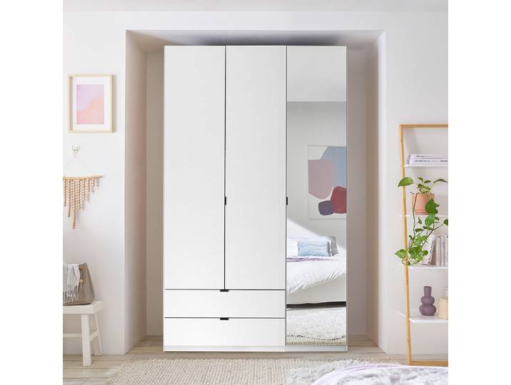 Drehtürenschrank 136cm Weiß/Weiß