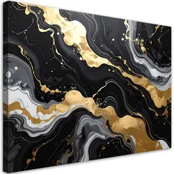 WANDBILD, Schwarze Abstrakt Marmor Glamour