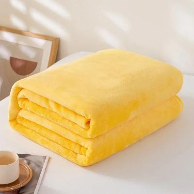 Uplift Picks Coral Fleece Flannel Blanket Soft Warm Solid Color Bed Throw yellow 150x200cm 58x78inch