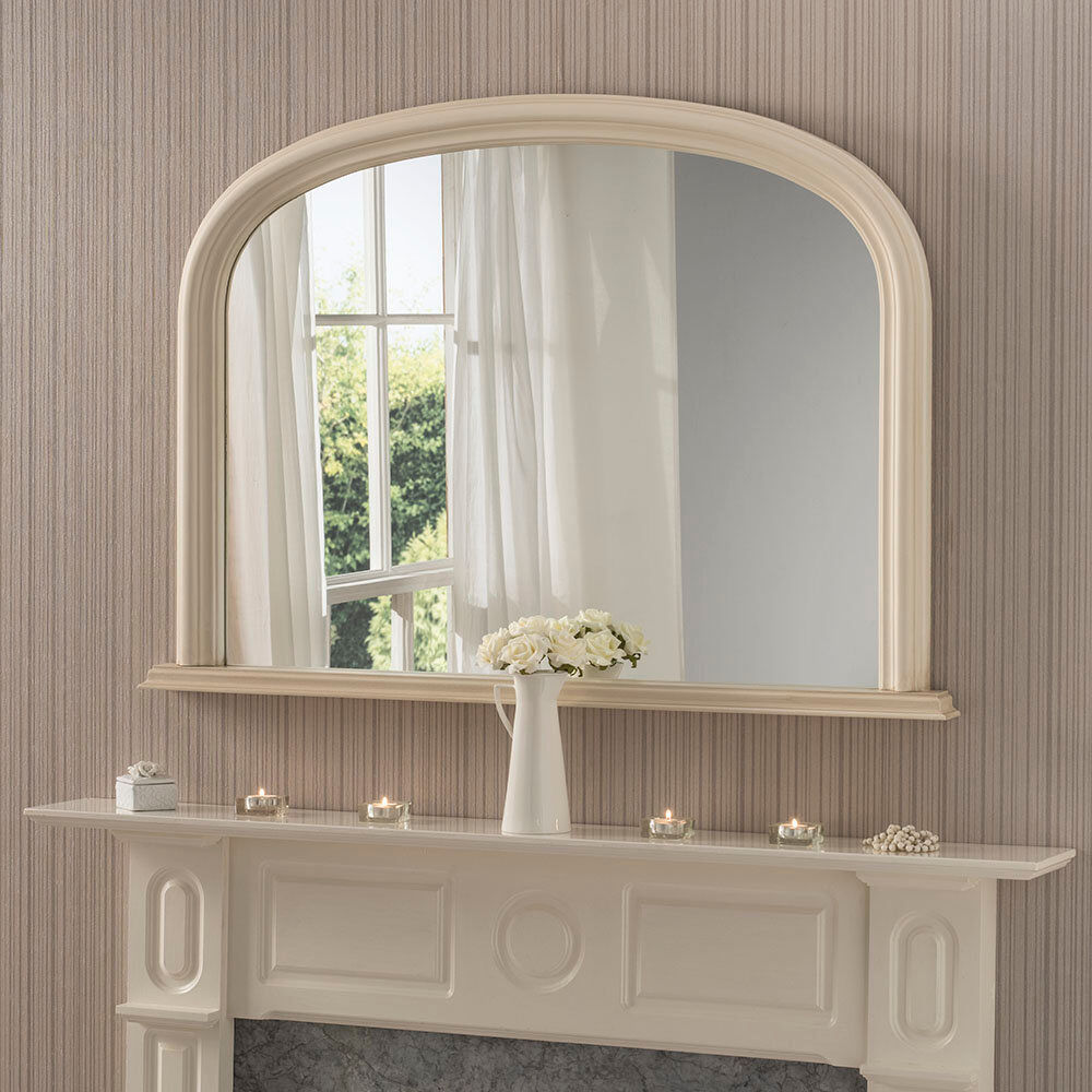 Three Posts Lynn Arched Overmantle Mirror Ivory 77cm H X 112cm W X 4cm D
