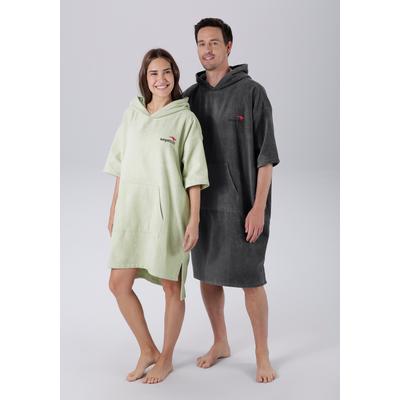 Badeponcho KANGAROOS "Summer, ideal für Sauna, Spa & im Urlaub, Damen & Herren" Gr. S, grün, L:100cm, Frotteevelours, Hausmäntel, Surfponcho, mit Bauchtasche, 100% Baumwolle, Frottee
