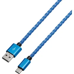 MATR M12L - Sync- & Ladekabel, USB A -> C, 1,0m, Leder, blau