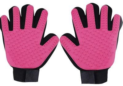 Uplift Treasures Breathable Pet Grooming Hair Removal Gloves pink Pair