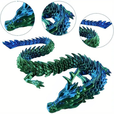 Multisell Products Hub Flexible Joints For Customizable Poses, Printed Chinese Dragon Ornament, Unique Anime Inspired Collectible laser Green